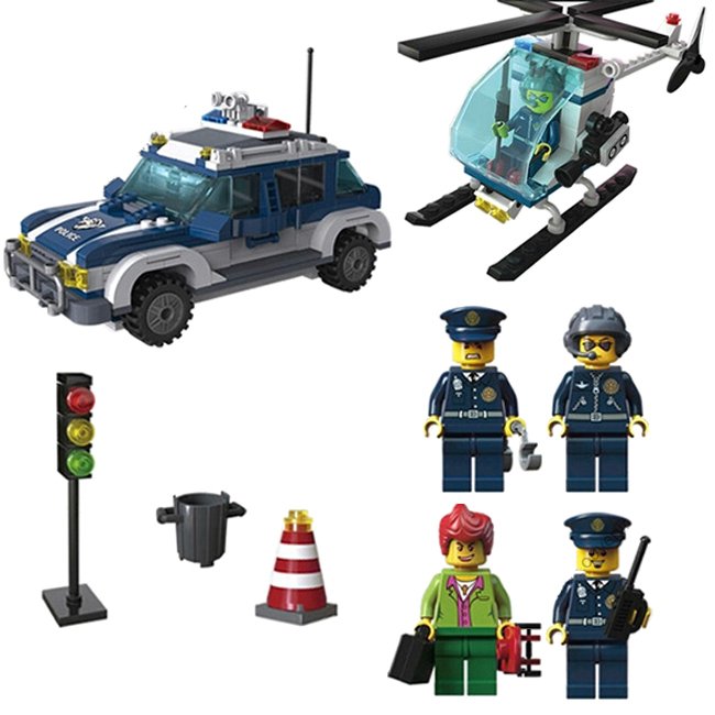 City Police Patrol Car Robbery Prison Helicopter Lego Compatible Toy