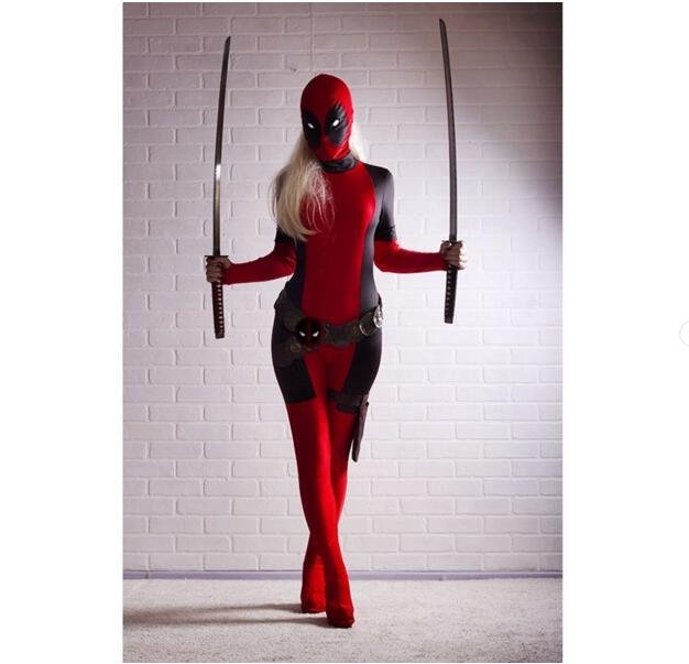 Deadpool Bodysuit Zentai Costume Halloween Cosplay Costumes for Lady
