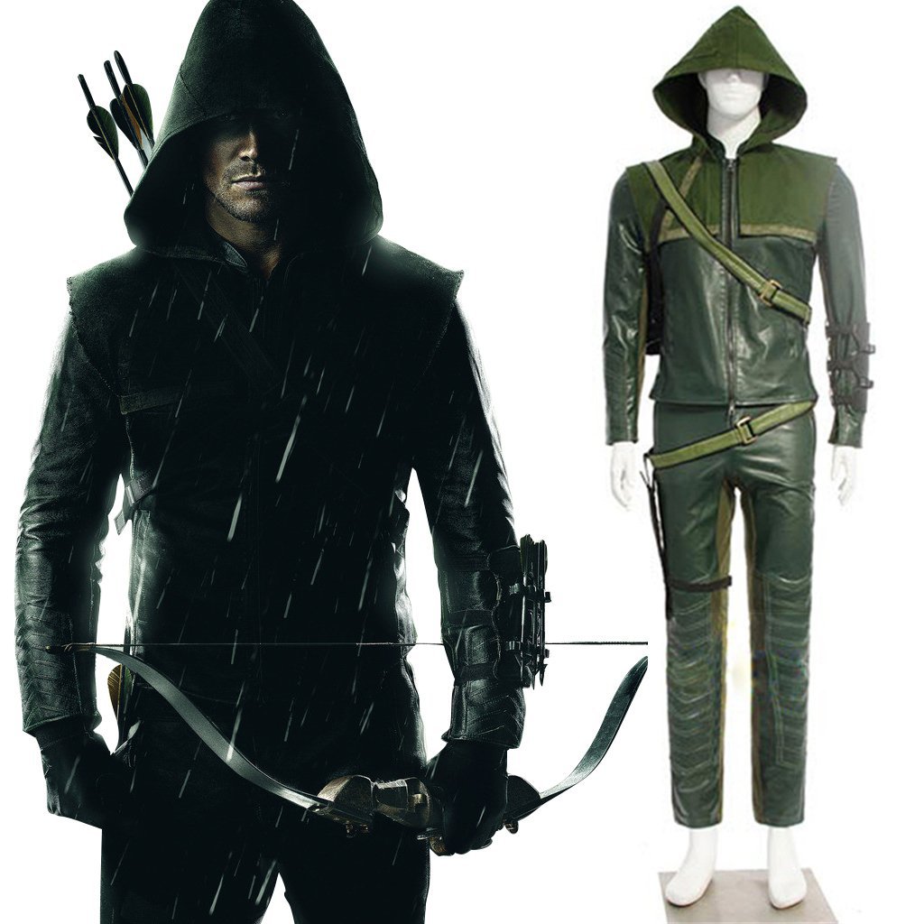 Men's Outfit Green Arrow Oliver Queen Costume Halloween Party Cospaly Costumes