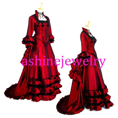 Custom Recoco Royal Victoria Style Women's Red Luxury Party Dress for Halloween Cosplay