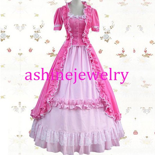 Pink Rococo Baroque Ball Gown Gothic Medieval Victorian Dress Lolita Cosplay