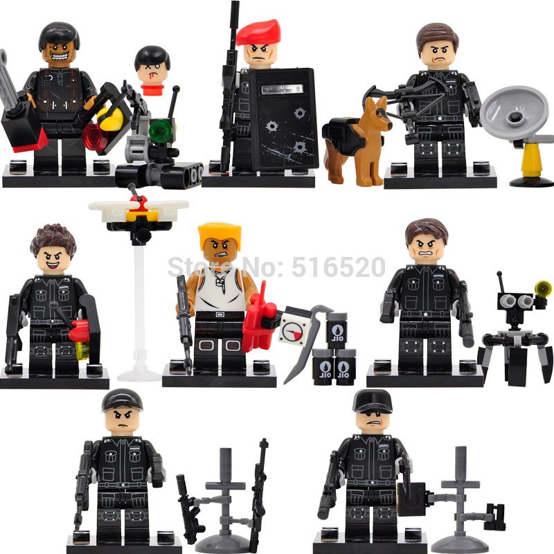 Lego Compatible Toy Swat Military Falcon Commandos Terrorist Minifigures