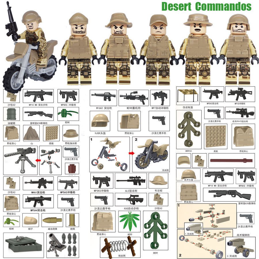 Desert Commandos Army Figures Compatible World War 2 II Building Blocks Lego