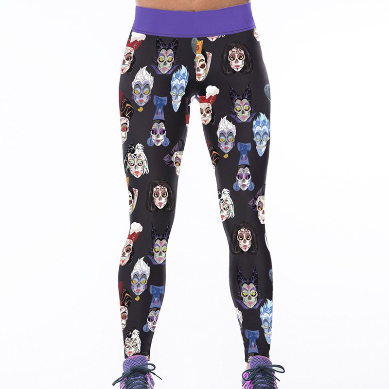 Day of the Dead Spandex Leggings Face Make up Fitness Pants Beijing Opera Yoga