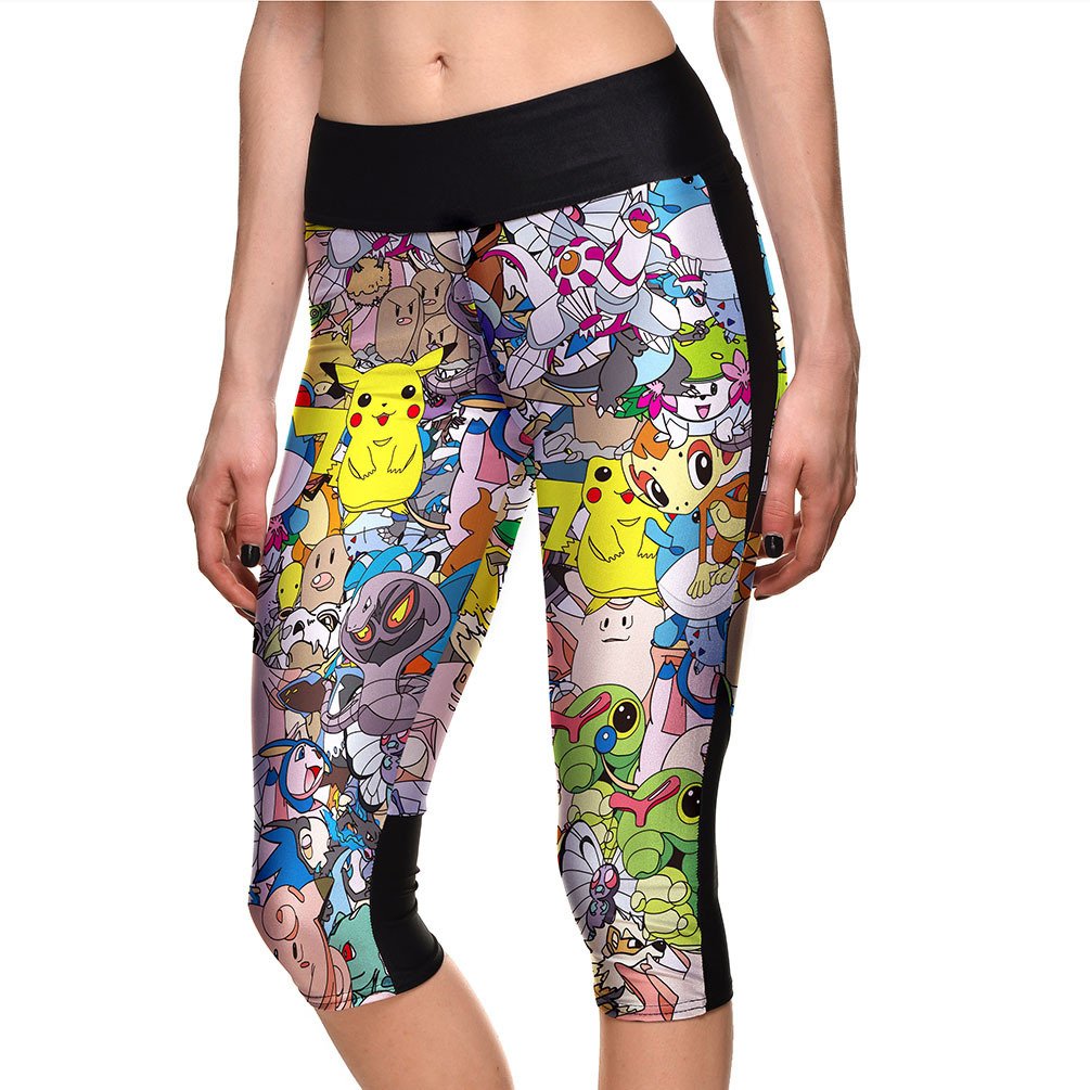 Digimon Adventure Cropped Leggings Womens Game Boy Short Pants Sport Gym Tight