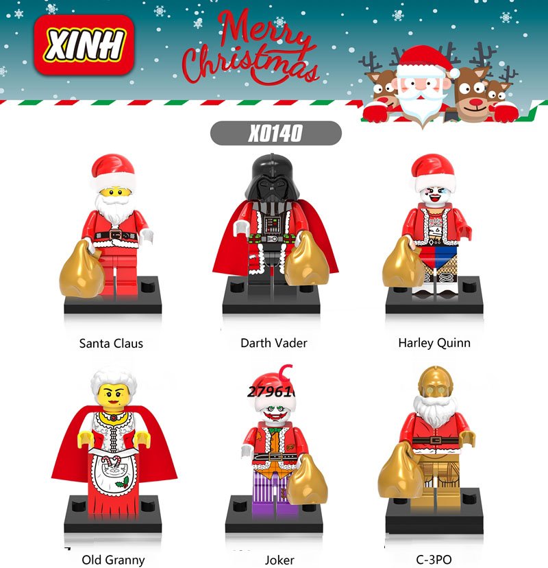 Star Wars Santa Joker C-3PO Harley Quinn Darth Vader building Minifigures Lego Compatible Toys