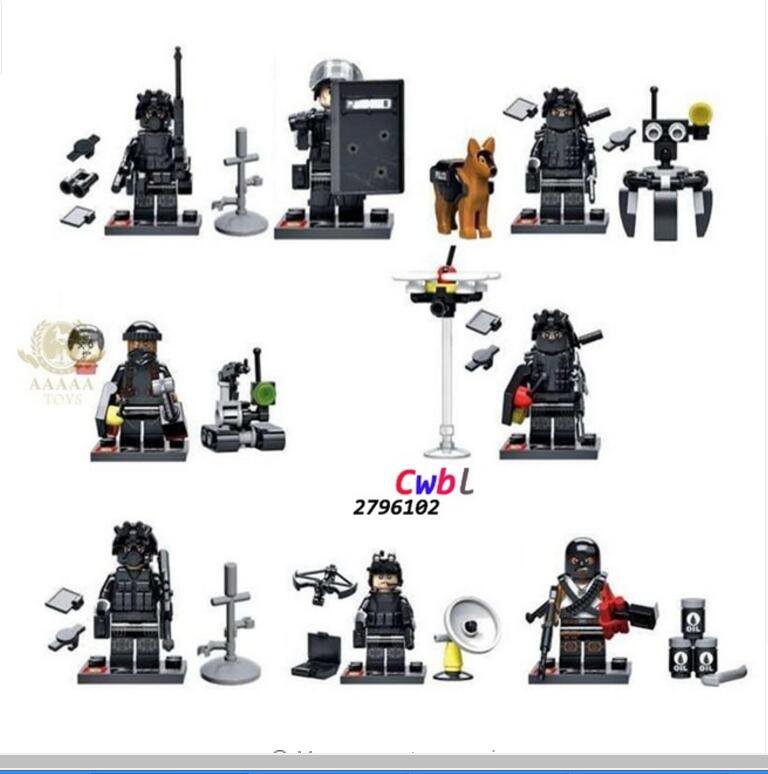 Swat Police Falcon Commandos Counter Strike Weapon Base BattleField Lego Minifigures Compatible Toys