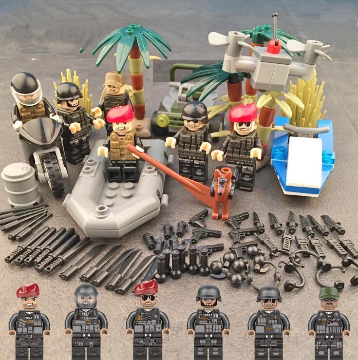SWAT minifigures Modern Armed Jungle military minifigure Lego Compatible Toy