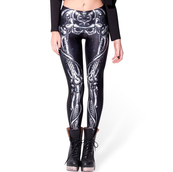 Black Skeleton Elastic Leggings Womens Skull Tights Leggings for Ladies