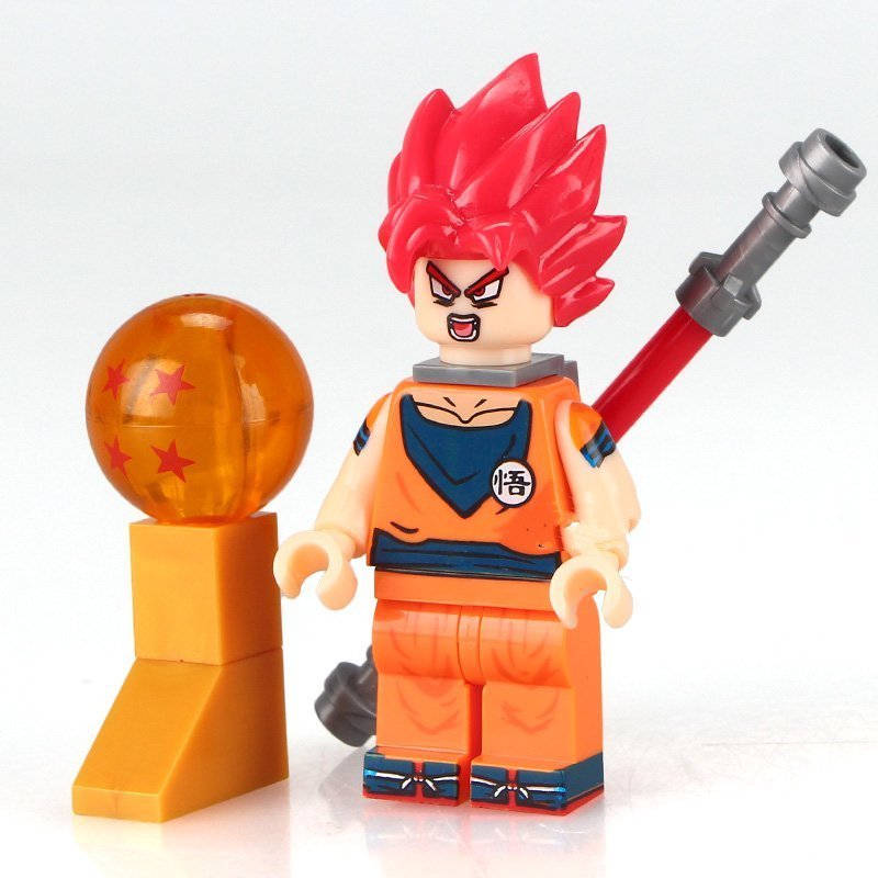 Dragon Ball Z Goku with Red hair Lego Anime minifigure Compatible Toys