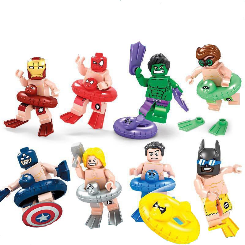 DC Marvel Super hero Summer Swim Ring Lego minifigures Compatible Toys