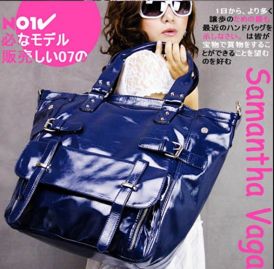 SV PATENT LEATHER TOTE B668 IN BLUE