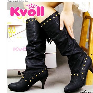 DESIGNER STYLE HIGH HEEL BOOTS HIGH KNEE
