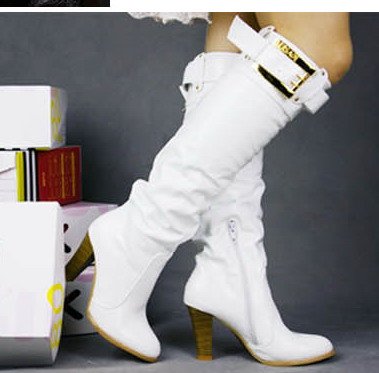 DESIGNER STYLE HIGH HEEL BOOTS BUCKLES DETAILS