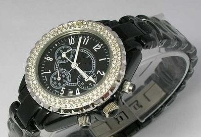 DESIGNER STYLE CAREMIC WATCH WITH STONES