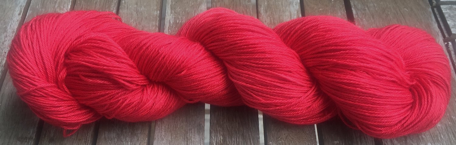 Hand Dyed Yarn - Cherry Red #3 - Baby Alpaca/Silk - Fingering Yarn 100gr