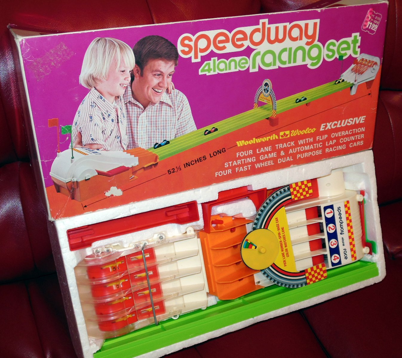 1970's Woolworth Woolco Battery Opp Speedway 4 Land Race Set