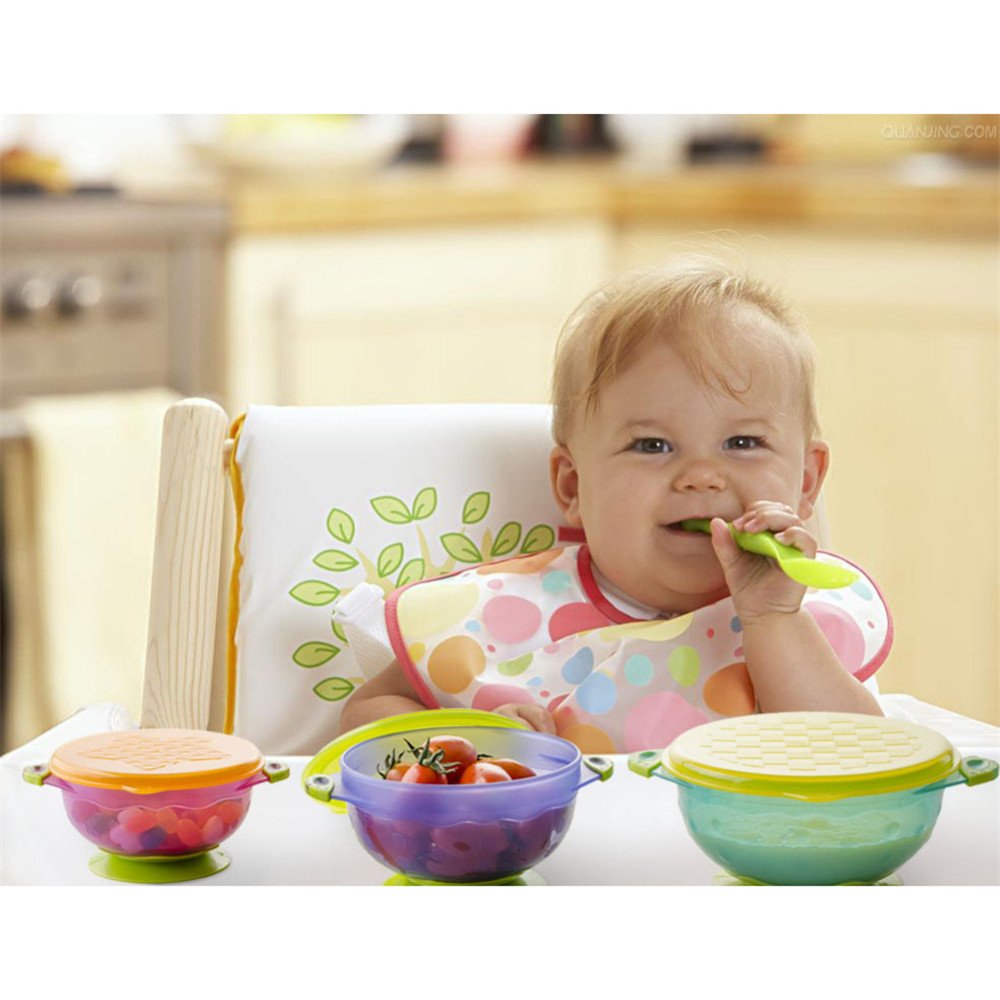 3 x Stay Put Suction Bowl Feeding Children Bowl with Suction Bowl Baby Food Container Slip-resistant