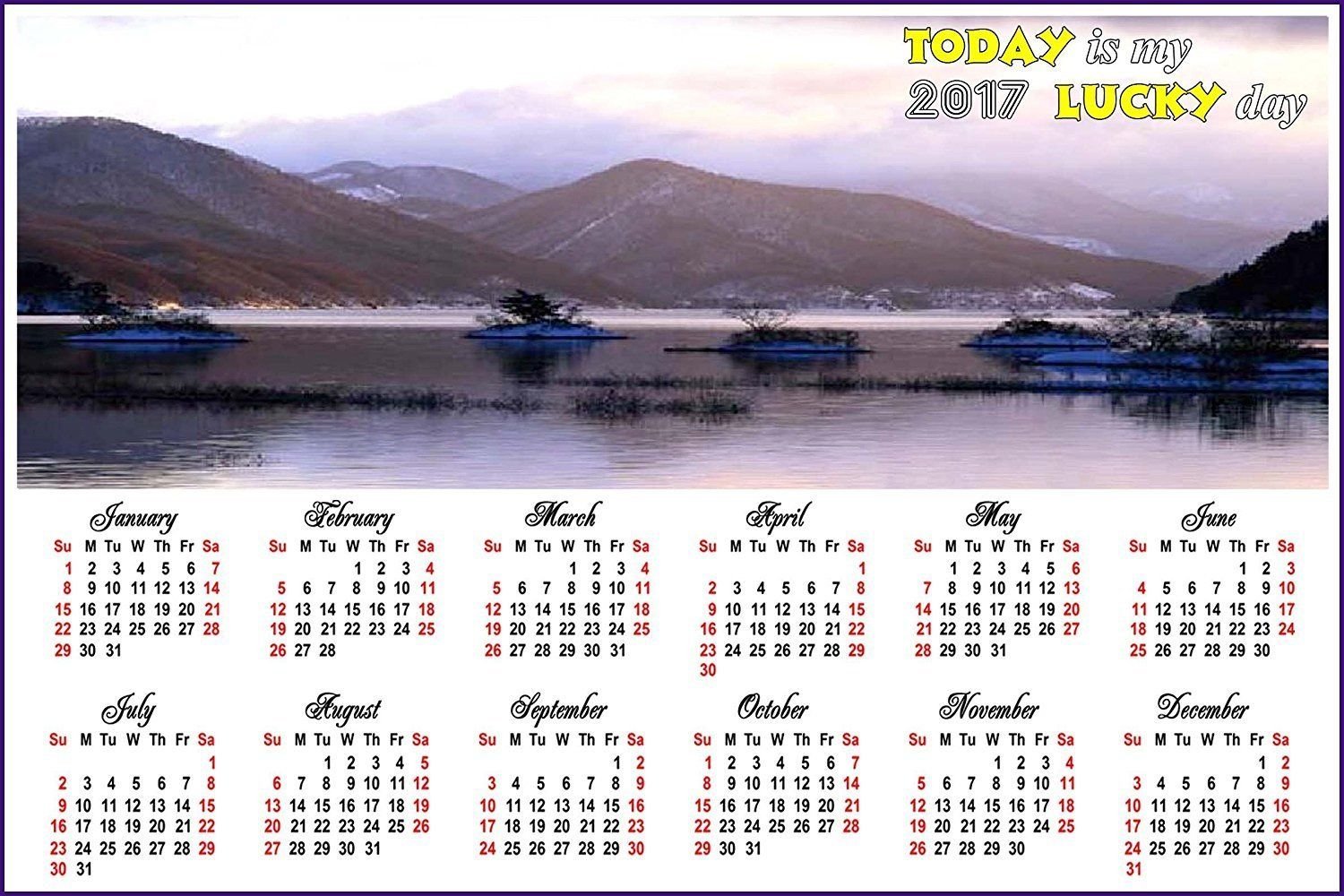 2018 Magnetic Calendar - Calendar Magnets - Today is my Lucky Day - v7
