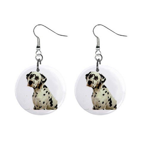 Dalmatian 1" Button Earrings 12100109