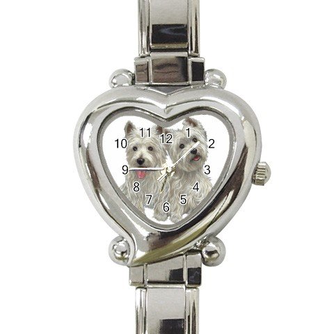 Westies - West Highland White Terriers Heart Italian Charm Watch 12099485