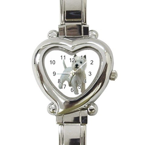 West Highland White Terriers - Westies - Heart Italian Charm Watch 12099486