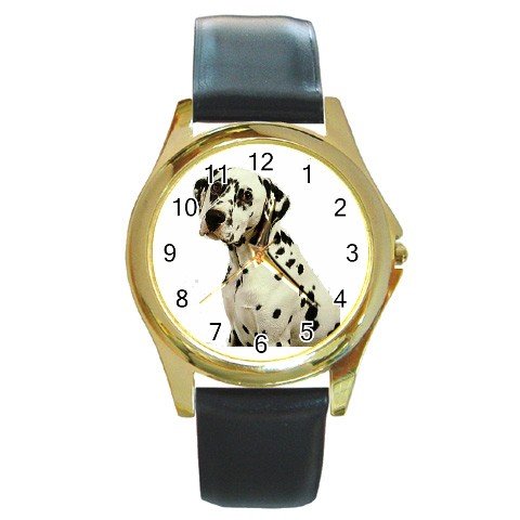 Dalmatian Round Gold Metal Watch Unisex 12100112