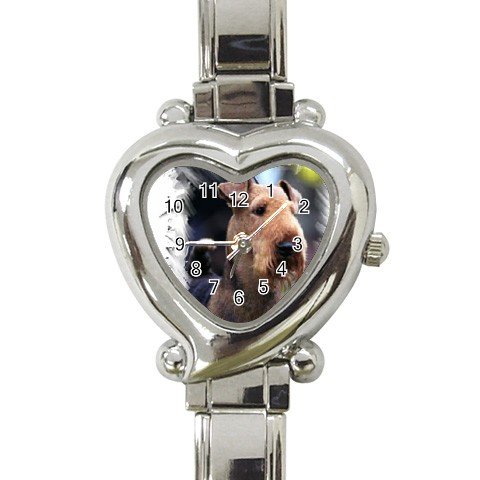 Airedale Terrier Heart Shape Italian Charm Watch 12100169