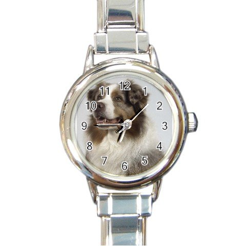 Australian Shepherd Dog Round Italian Charm Watch 12102623