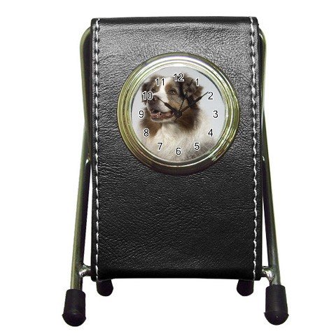 Australian Shepherd Dog Pen Holder Desk Clock 12102640