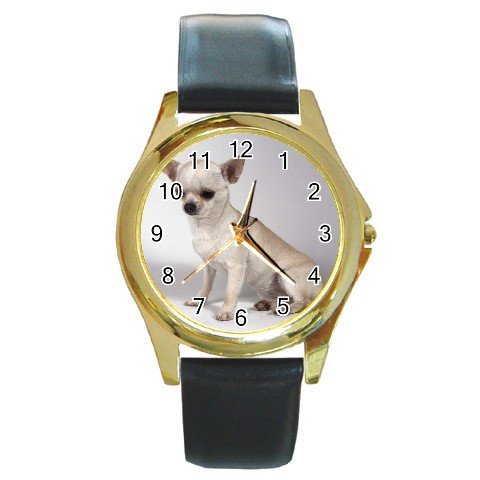 Chihuahua Dog Round Gold Metal Watch Unisex 12102678