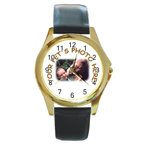 Your Pet Picture Customized Personalized Round Gold Metal Watch Unisex 12114984