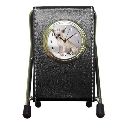 Chihuahua Dog Pen Holder Desk Clock 12102689