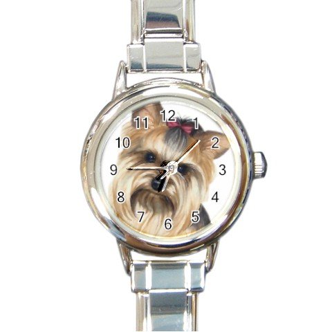 Yorkie Yorkshire Terrier Dog Round Italian Charm Watch 12110661