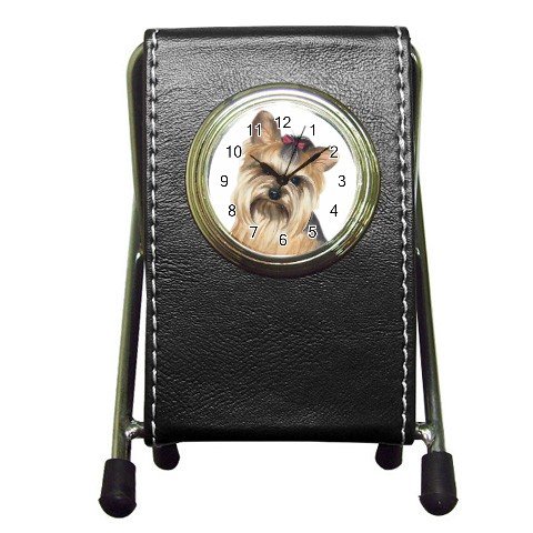 Yorkie Yorkshire Terrier Dog Pet Lover Pen Holder Desk Clock 12110675