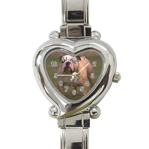 Bulldog Bull Dog Heart Italian Charm Watch 12124834