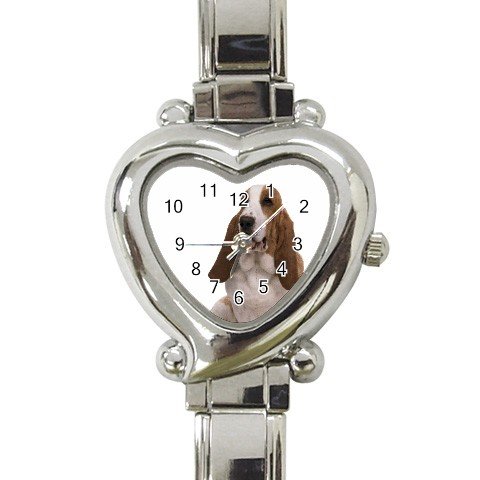 Basset Hound Dog Heart Italian Charm Watch 12125361