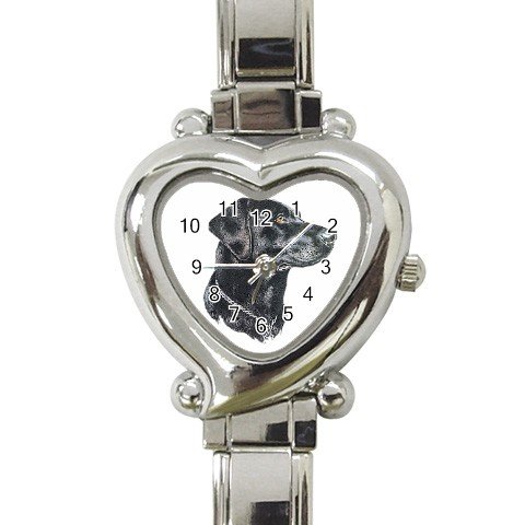 Black Lab Labrador Retriever Dog Heart Italian Charm Watch 12135272