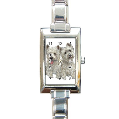 Westies West Highland White Terriers Dog Rectangular Italian Charm Watch 12111260
