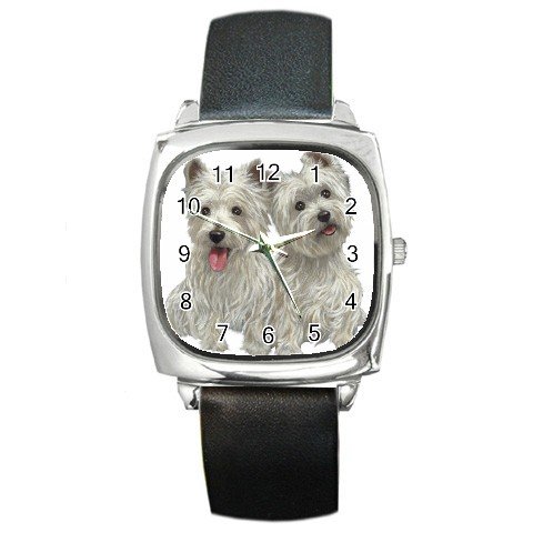 Westies - West Highland White Terriers Dog Pet Lover Square Metal Watch Unisex 12111273