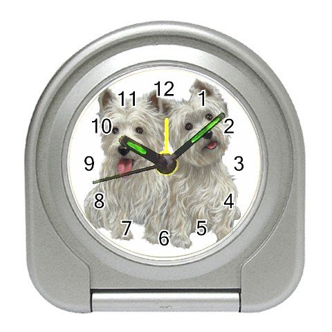 Westies - West Highland White Terriers - Dog Pet Lover Travel Alarm Clock 12111275