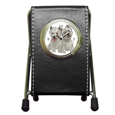 Westies - West Highland White Terriers - Dog Pet Lover Pen Holder Desk Clock 12111277