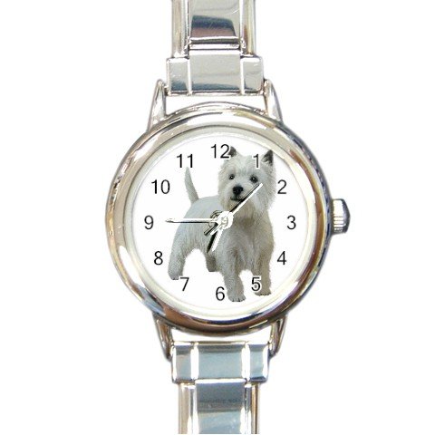 West Highland White Terriers - Westies - Dog Round Italian Charm Watch 12111833