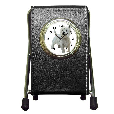West Highland White Terriers - Westies - Dog Pet Lover Pen Holder Desk Clock 12111849