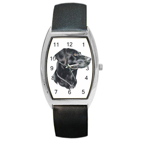 Black Lab Labrador Retriever Dog Barrel Style Metal Watch Unisex 12135271