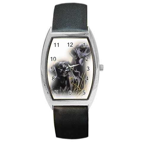 Black Lab Labrador Retriever Puppy Puppies Dog Barrel Style Metal Watch Unisex 12135424