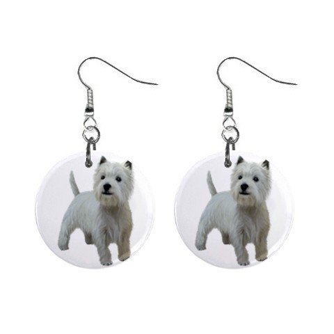 West Highland White Terriers - Westies - Dog Button Earrings 12111836