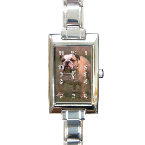 Bulldog Bull Dog Rectangular Italian Charm Watch 12124820