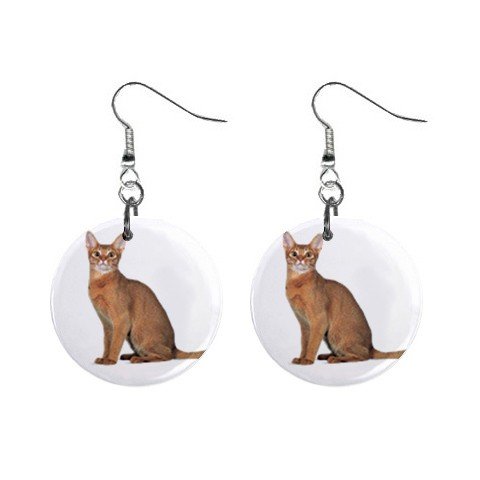 Abyssinian Cat Pet Lover 1" Button Earrings 12168389