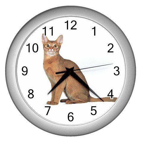 Abyssinian Cat Pet Lover Wall Clock Silver 12168394